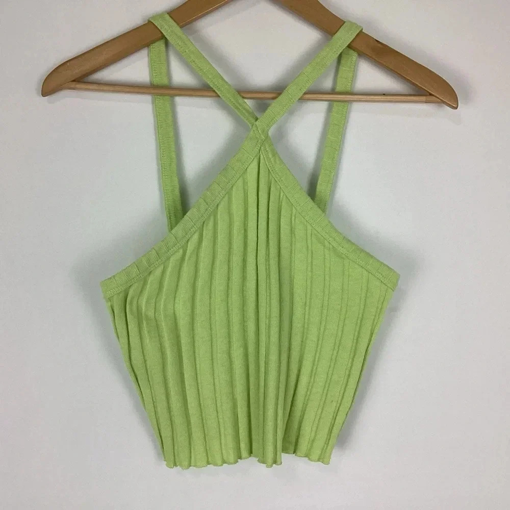 Zara Ribbed Halter Top Medium